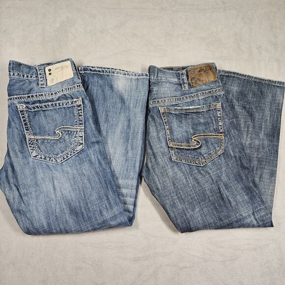Silver Jeans Mens Size 34x28* Gordie Distressed Y2K Western Glove Works Lot of 2 - Picture 1 of 16